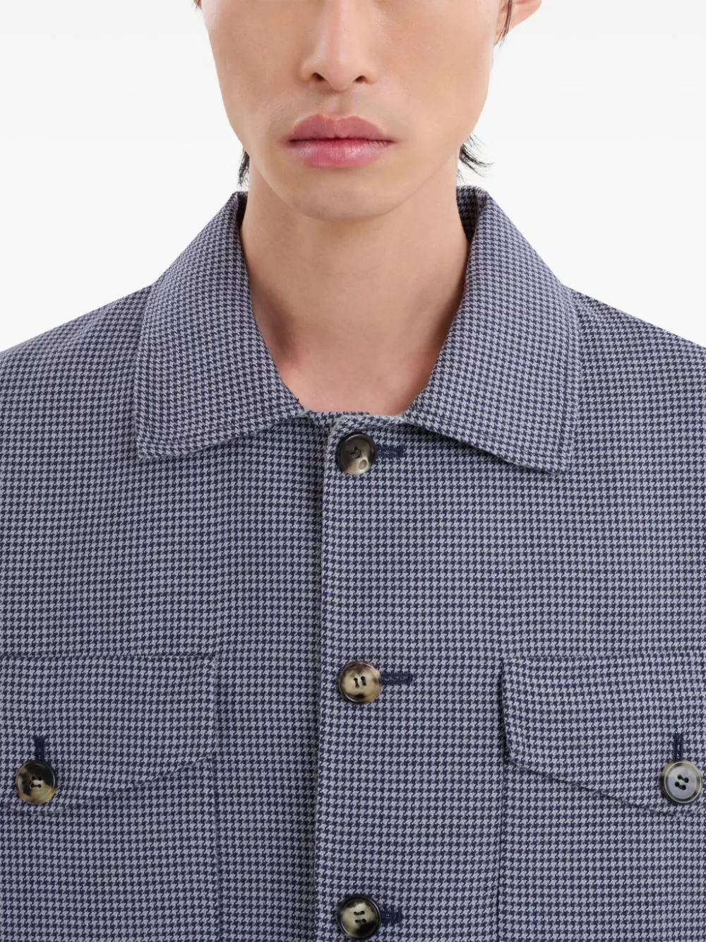 Cheap Marni houndstooth-print flap-pocket shirt Men 0122