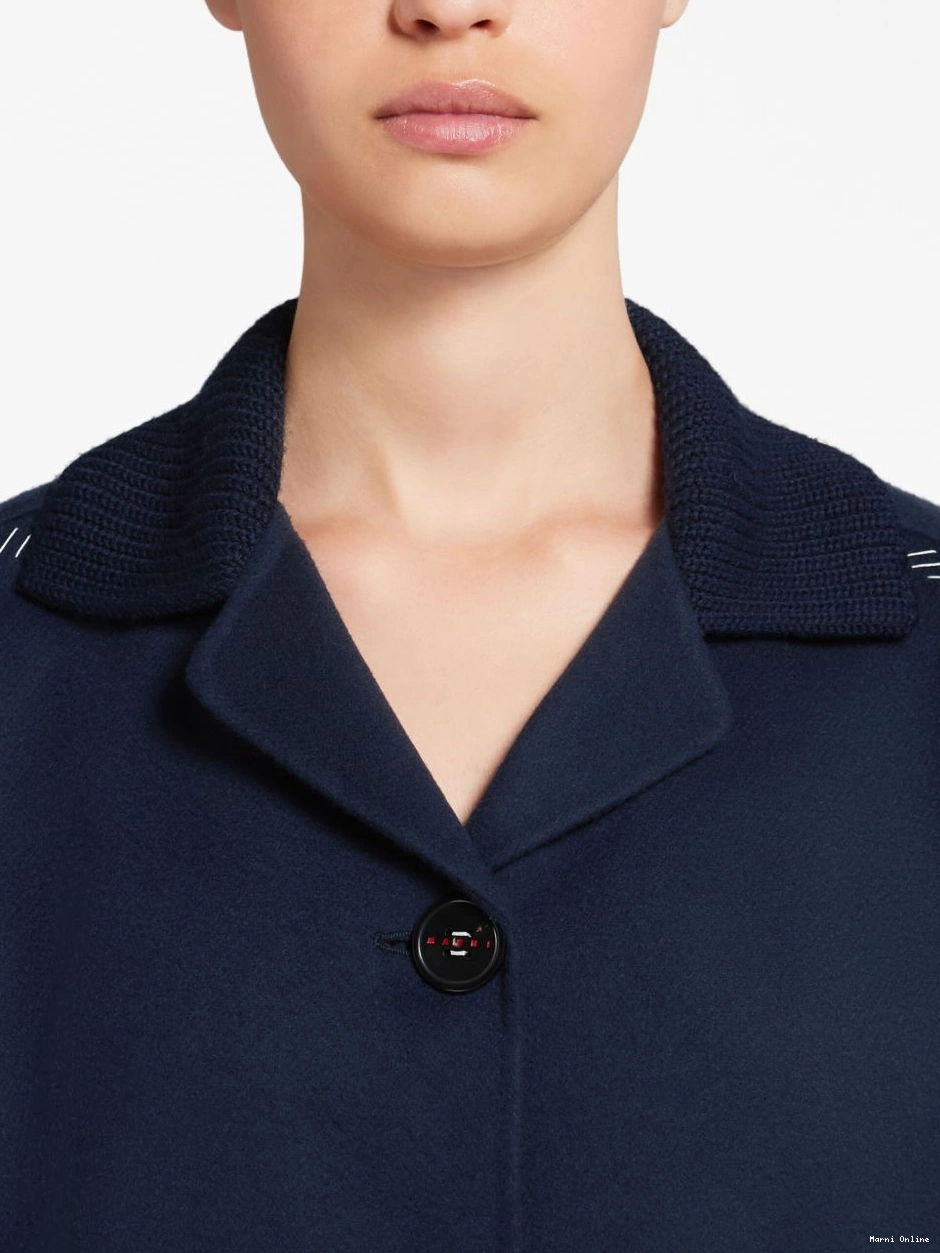 Affordable decorative-stitching wool-blend shirt Women Marni jacket 0212