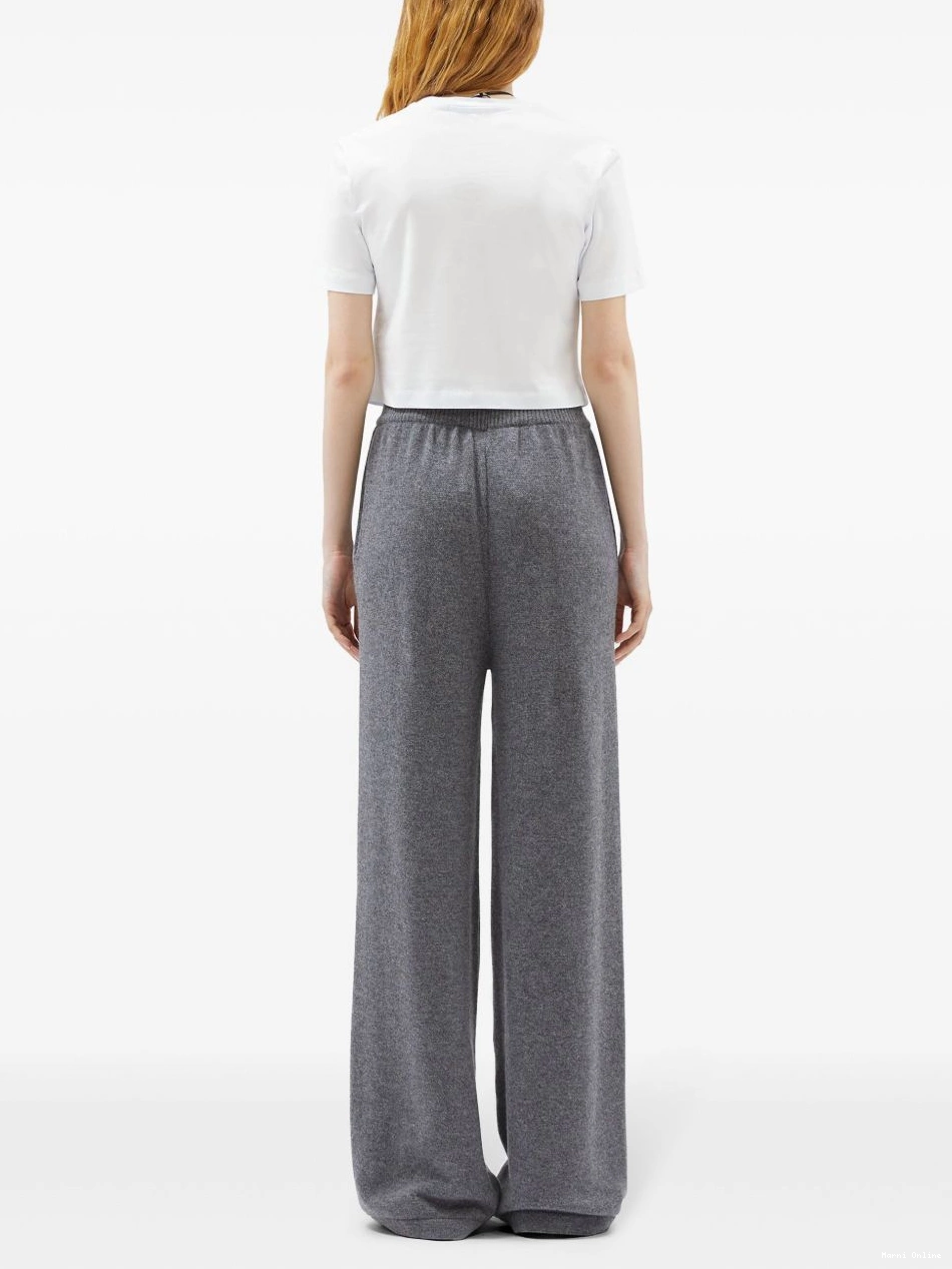 Cheap embroidered-logo Marni trousers Women straight-leg 0224