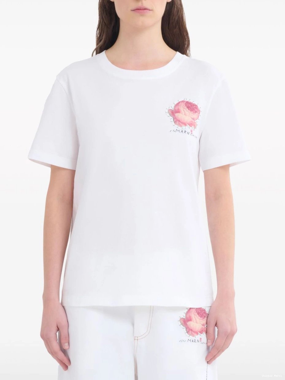 Affordable T-shirt Women floral-applique Marni cotton 0216