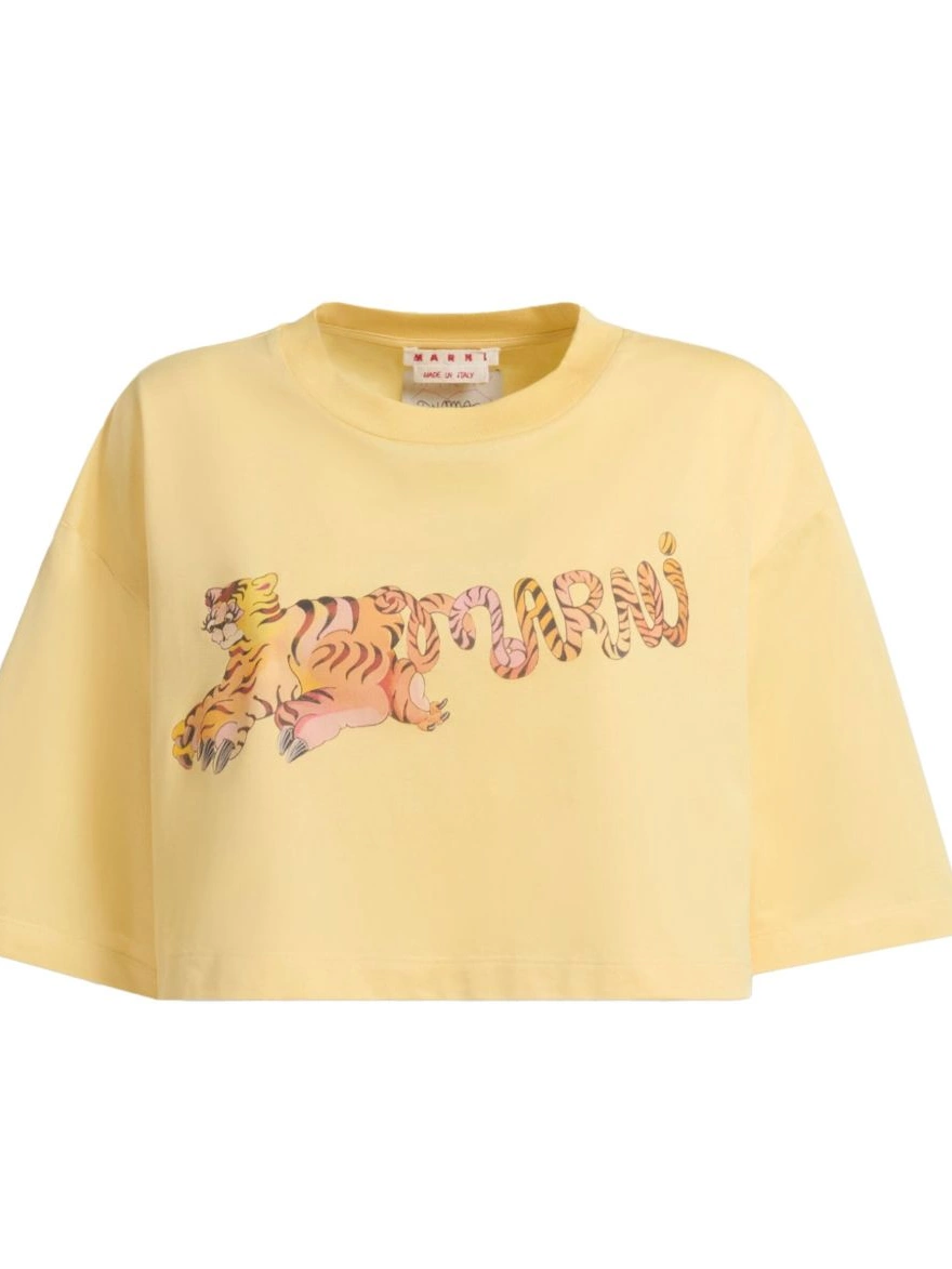 Cheap T-shirt Marni logo-print cropped Women 0217