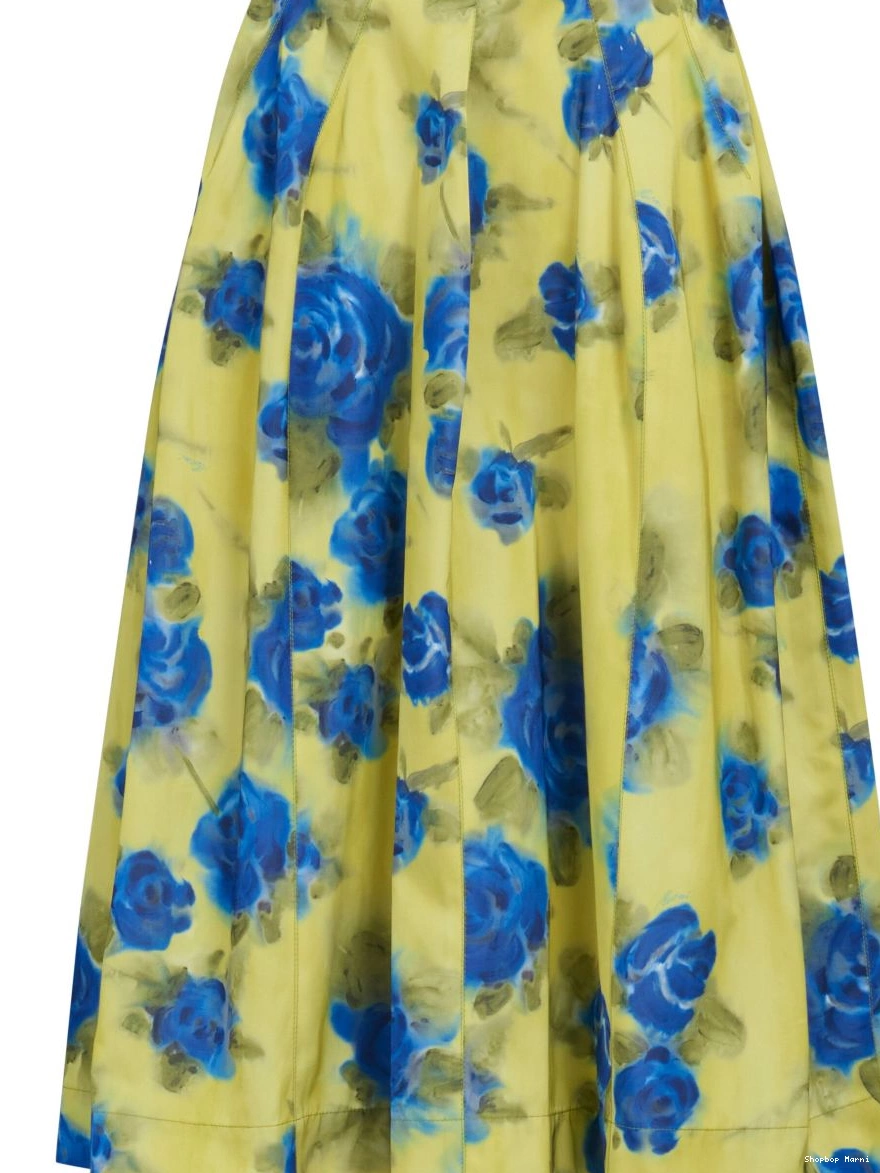 Cheap rose-pattern Marni Women midi print skirt 0211