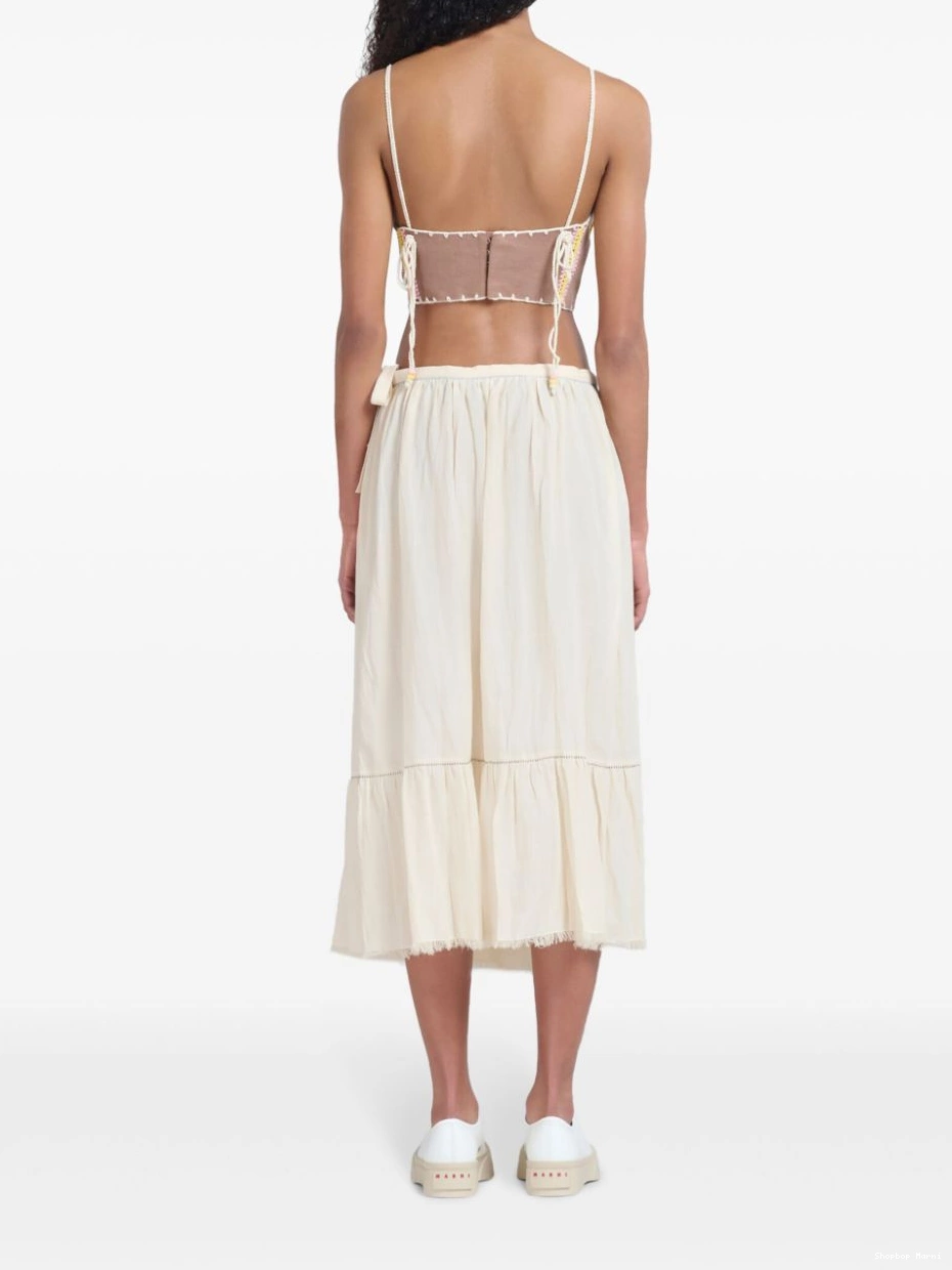 Affordable cotton skirt Marni midi logo-embroidered Women 0220