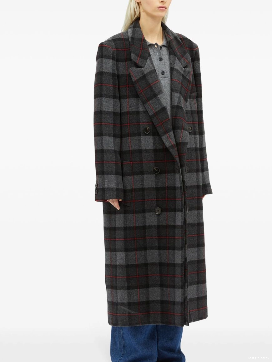 Affordable Marni double-breasted coat checked Women 0224