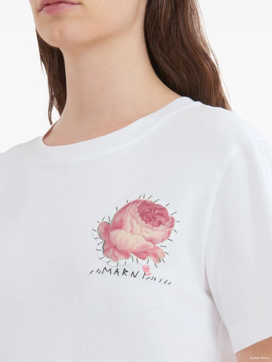 Affordable T-shirt Women floral-applique Marni cotton 0216