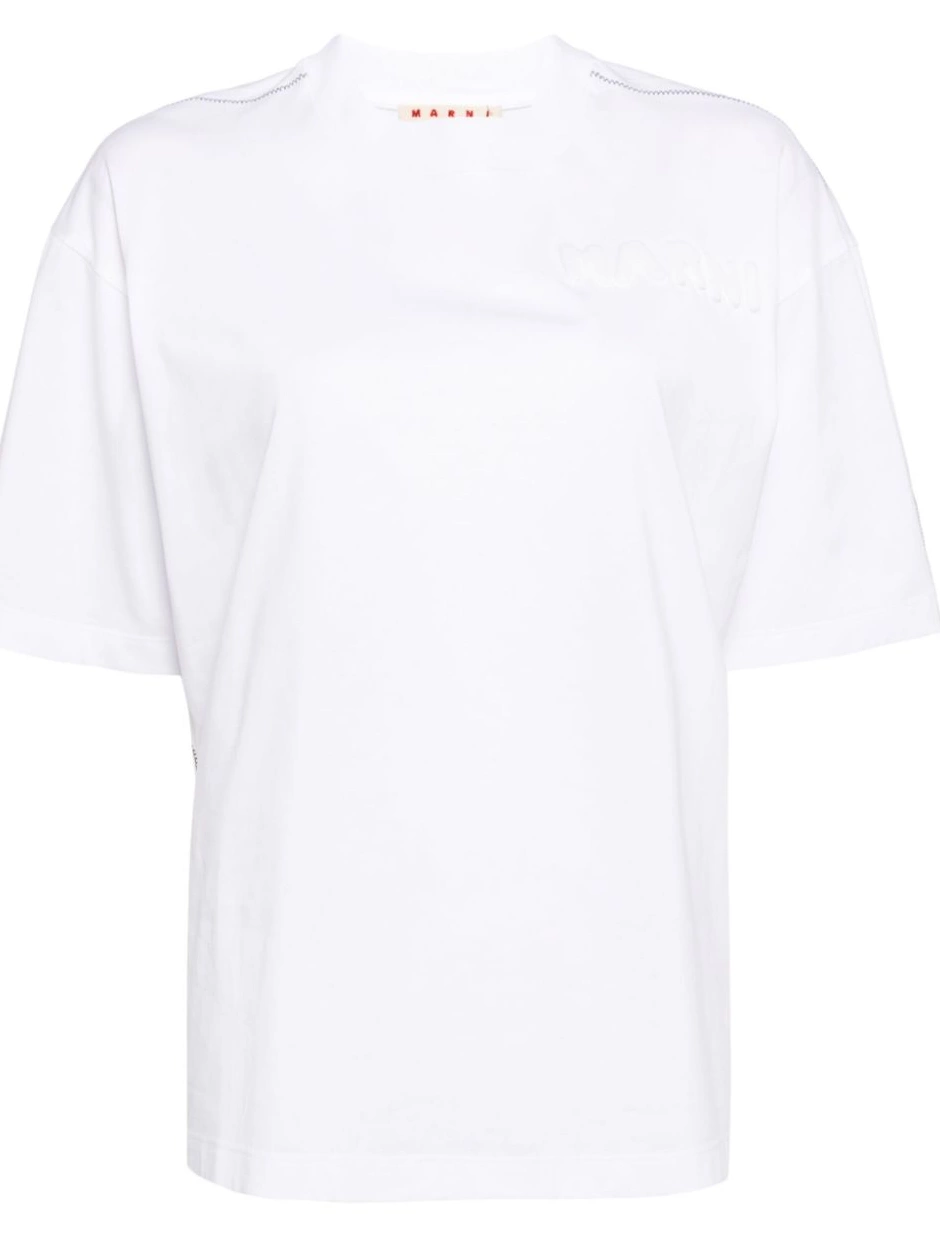 Cheap Women Marni organic-cotton padded-logo T-shirt 0213