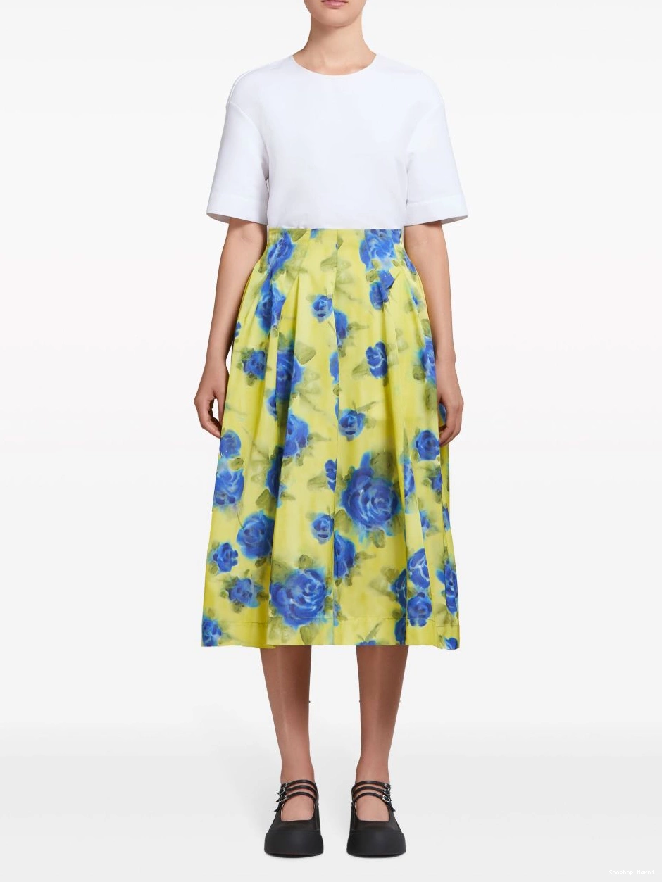 Cheap rose-pattern Marni Women midi print skirt 0211