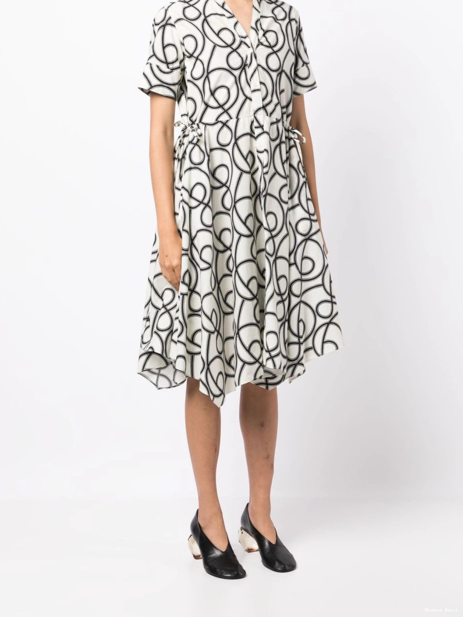 Affordable dress Women abstract-print Marni midi pleated 0215