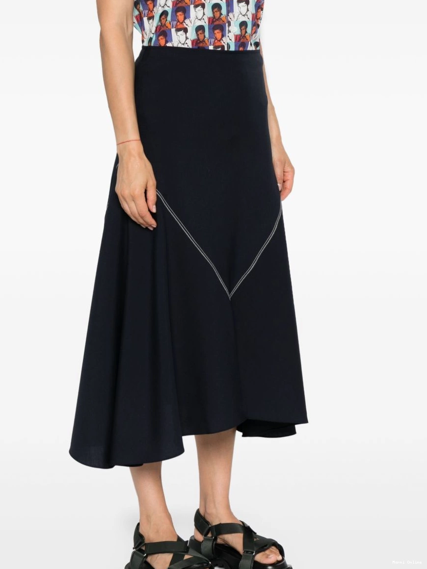 Cheap high-waist Women asymmetric Marni midi skirt 0218