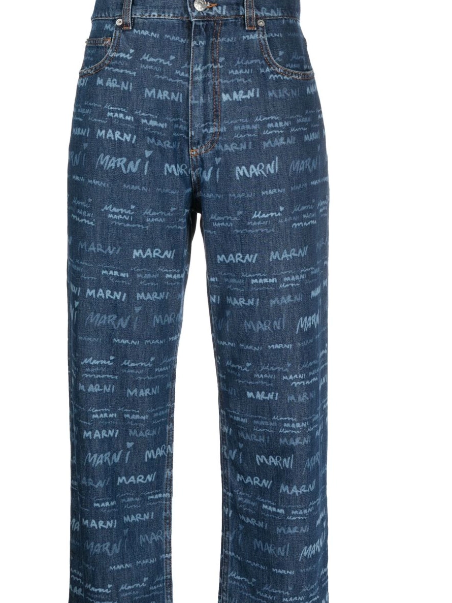 Cheap Marni logo-print straight-leg Women cropped jeans 0224