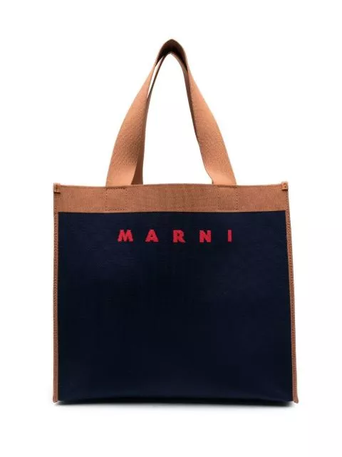 Cheap Marni logo-print contrast-trim tote Men 0206