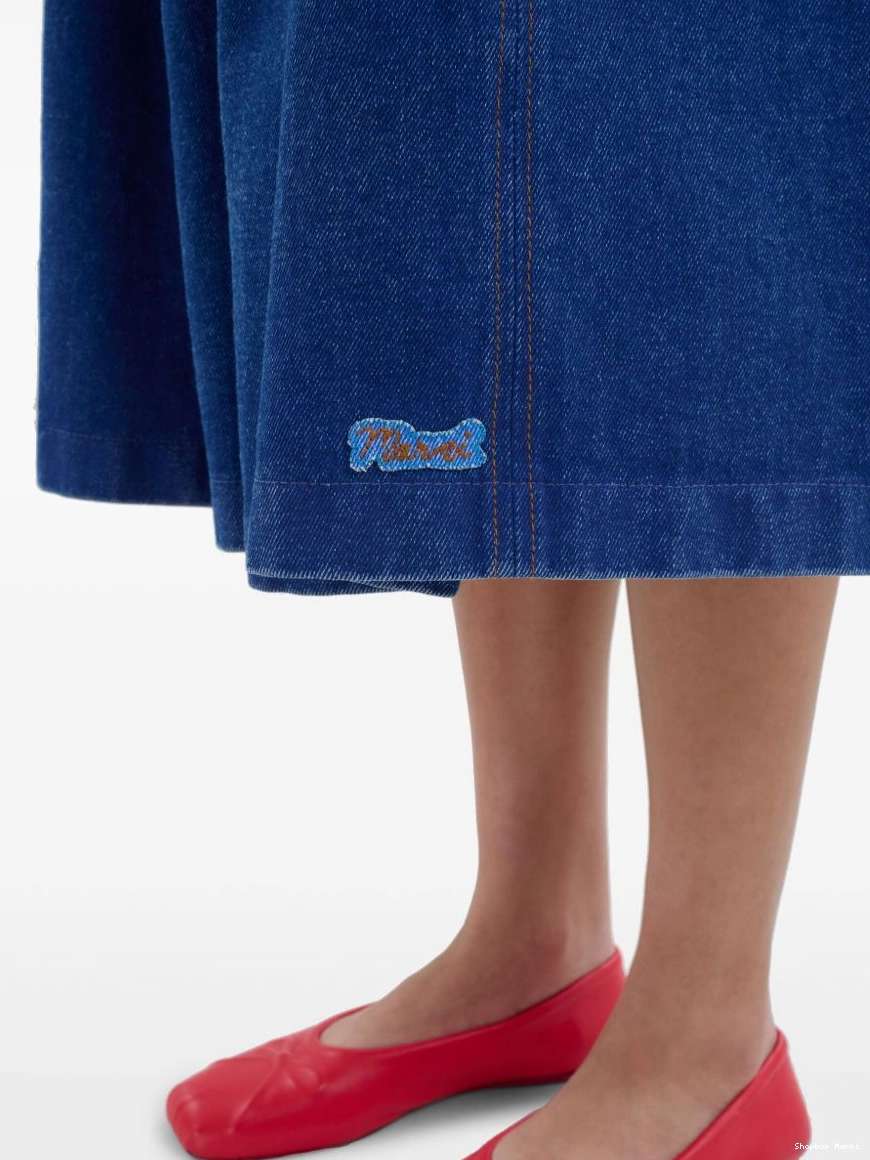 Affordable Women denim logo-patch skirt Marni 0217