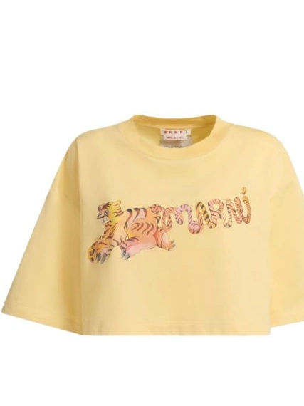 Cheap T-shirt Marni logo-print cropped Women 0217