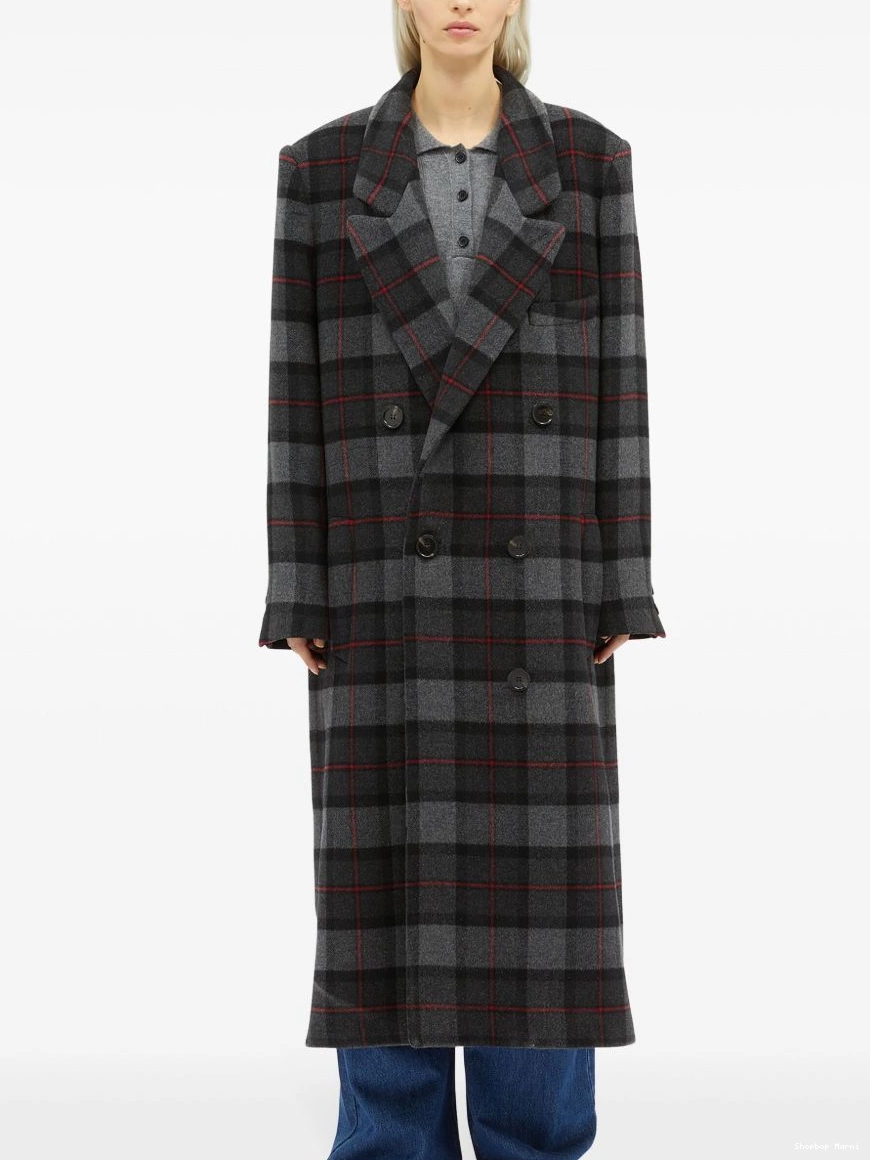 Affordable Marni double-breasted coat checked Women 0224