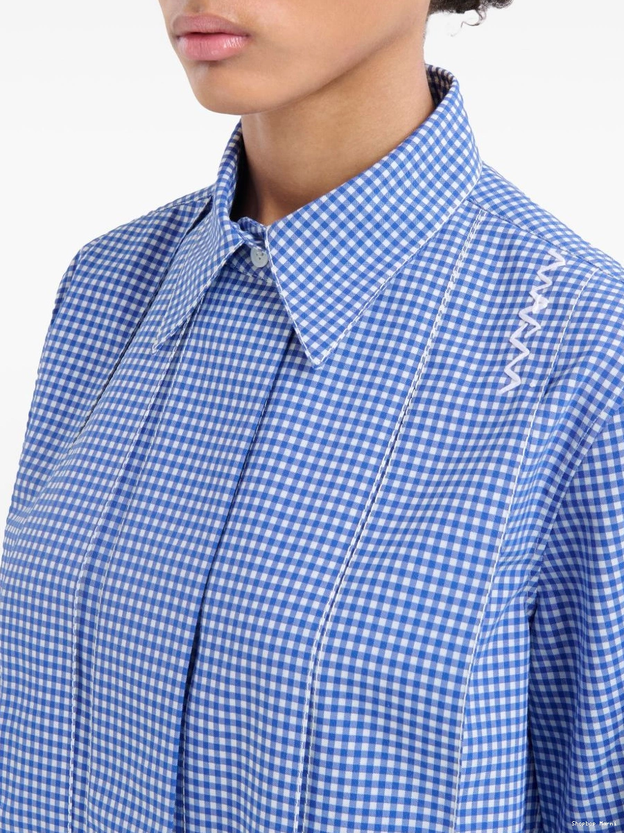 Cheap shirt Marni gingham-check pleated Women 0215