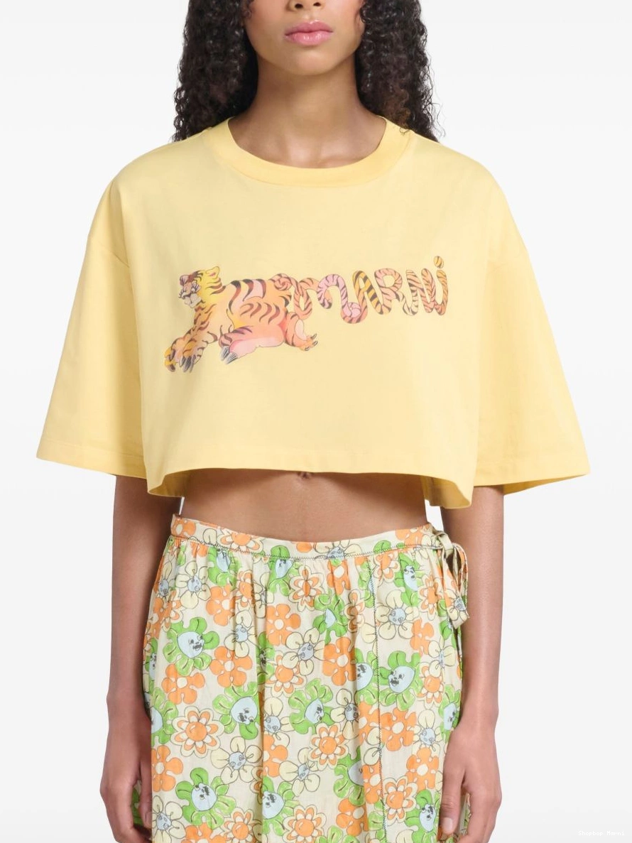 Cheap T-shirt Marni logo-print cropped Women 0217