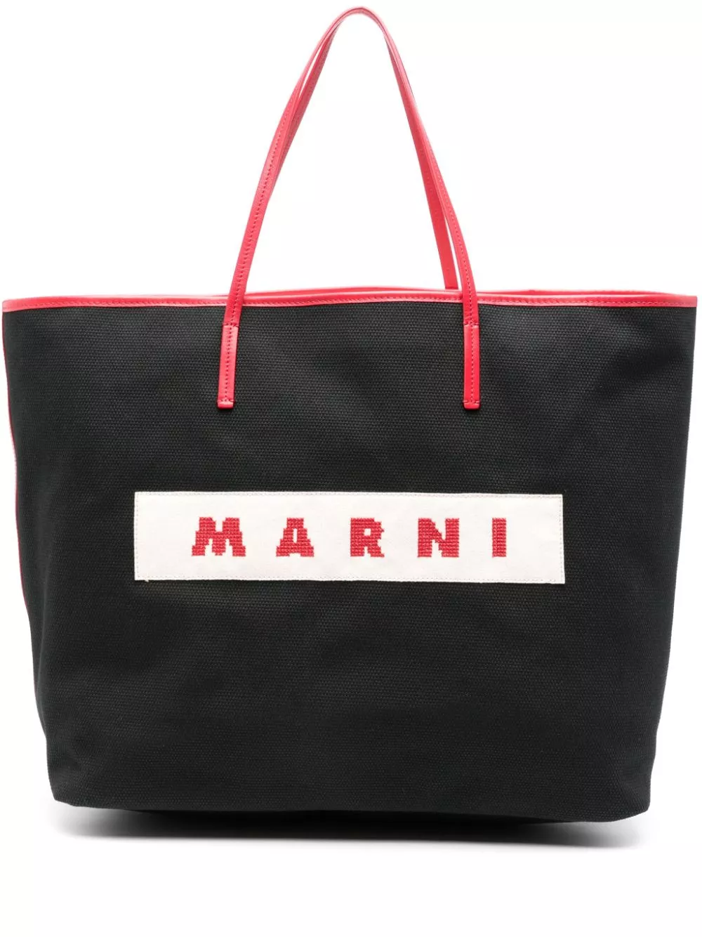 Cheap Marni logo-patch canvas tote bag Women 0202