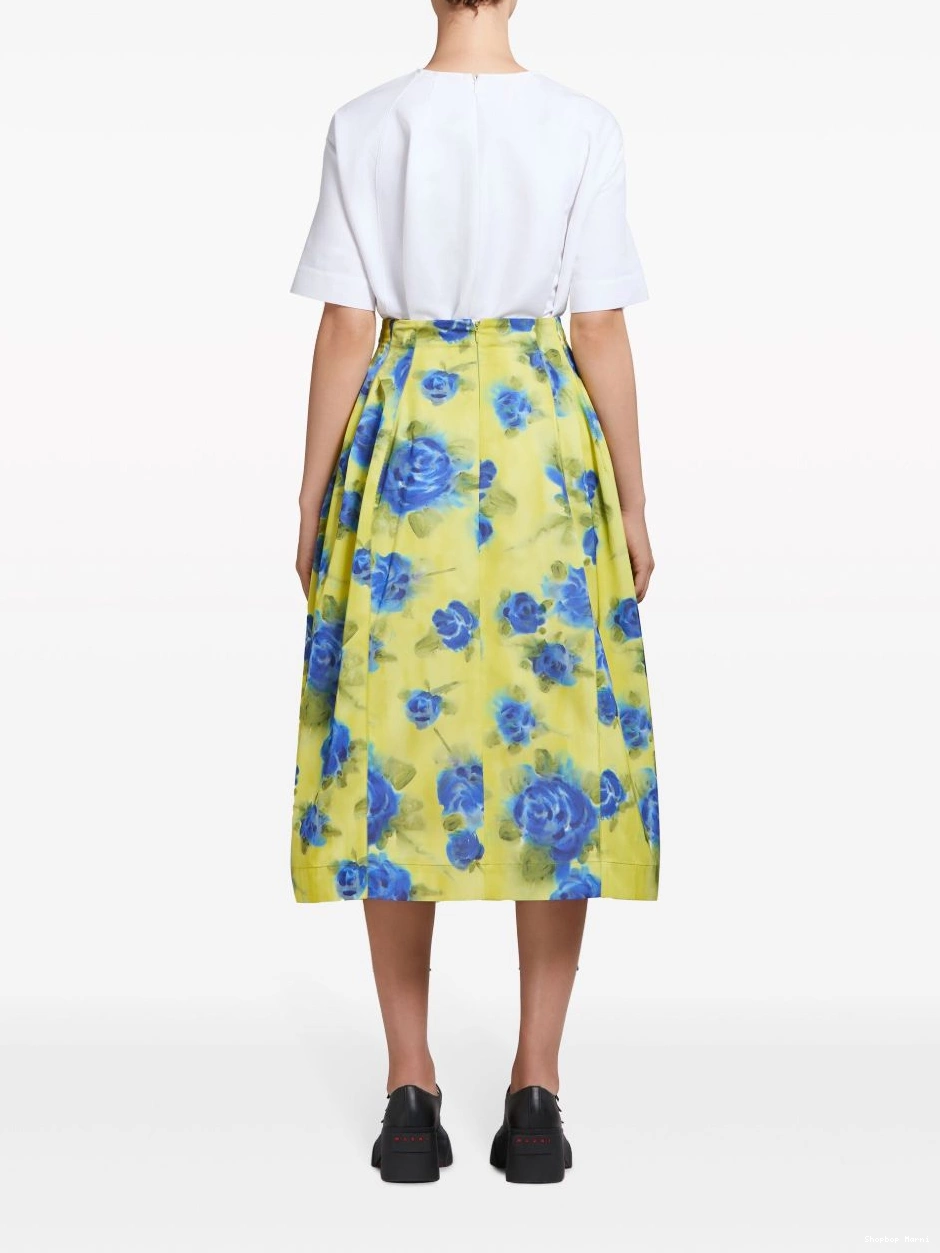 Cheap rose-pattern Marni Women midi print skirt 0211