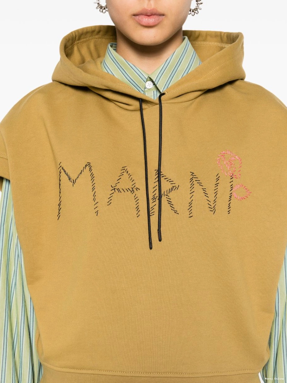 Affordable Women sleeveless hoodie logo-embroidered Marni 0224