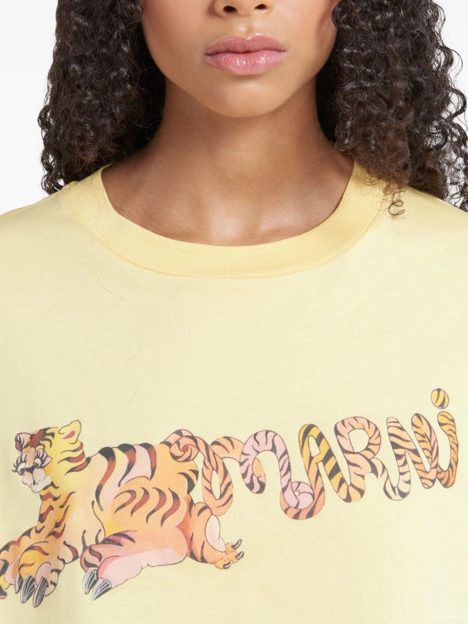 Cheap T-shirt Marni logo-print cropped Women 0217