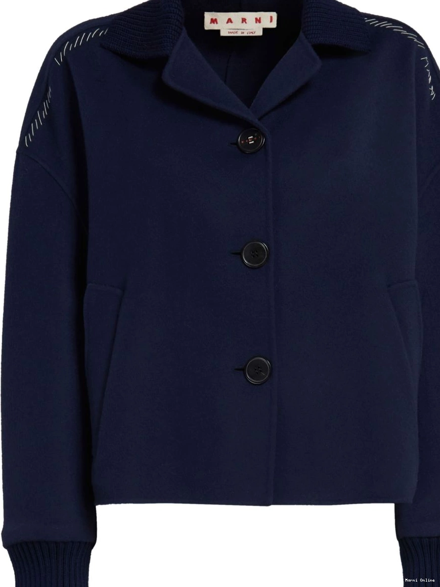 Affordable decorative-stitching wool-blend shirt Women Marni jacket 0212